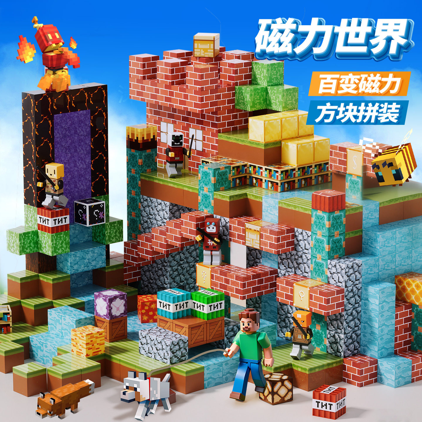 Minecraft magnetic cube магнитный магнит строительные блоки полный набор оригинальных игрушек для сборки своими руками для детей от 6 до 12 лет