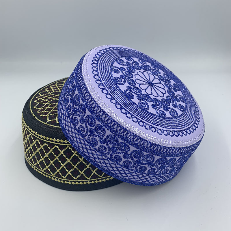 New worship hat men's Hui hat back to Saudi shallow hat Hui people round edge flat top embroidered ethnic hat