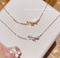 Hong Kong is born pure silver s925 Japan-ROK small crowd design lukewarm wind light extravagant and simple temperament net red butterfly knot necklace