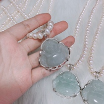 Hong Kong is born pure silver 925 fashion atmosphere with mother-in-law Mothers Day Freshwater Pearl A Goods Emerald Necklace Woman