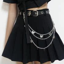 Belt Female cool chain Butterfly decoration Punk waist chain Pants chain accessories Uniform hip hop jewelry belt