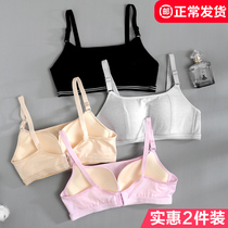 Underwear women without steel ring thin chest small chest development period high school girls gather bra set up bra