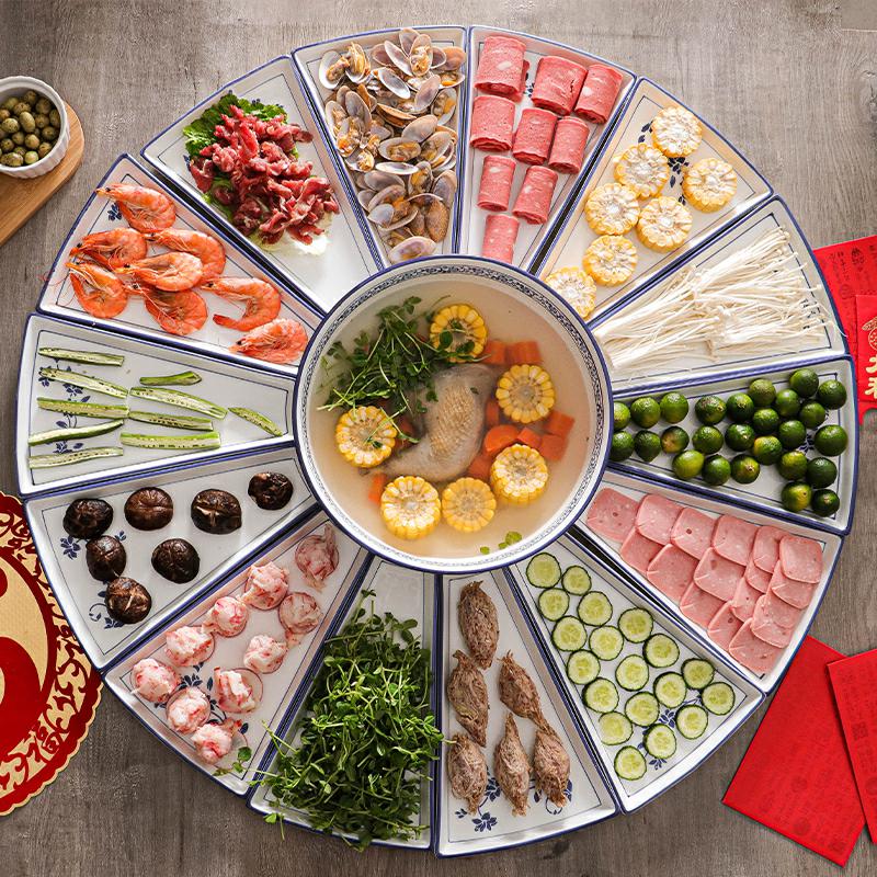Web celebrity platter tableware portfolio reunion dinner plate home plate hotel market creative round ceramic composite plates