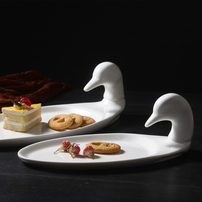 Pure white western ceramic dish duck meat dish roast Beijing duck roast chicago-brewed goose chicken special dish duck dish duck board hotel tableware