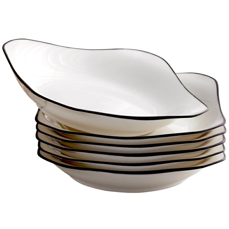 Dish Dish Dish of household ceramic deep black side creative plates square Nordic stir - fry dishes great dishes