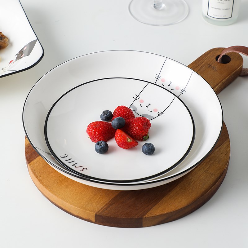 Four loading plate household Nordic deep dish square creativity network red tableware ceramics suit dish meal plate combination