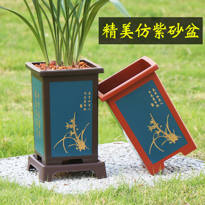 Large size extra-large flower pot with large number of flower pots -- tall and long large caliber vase resin thickened with durable high face value 