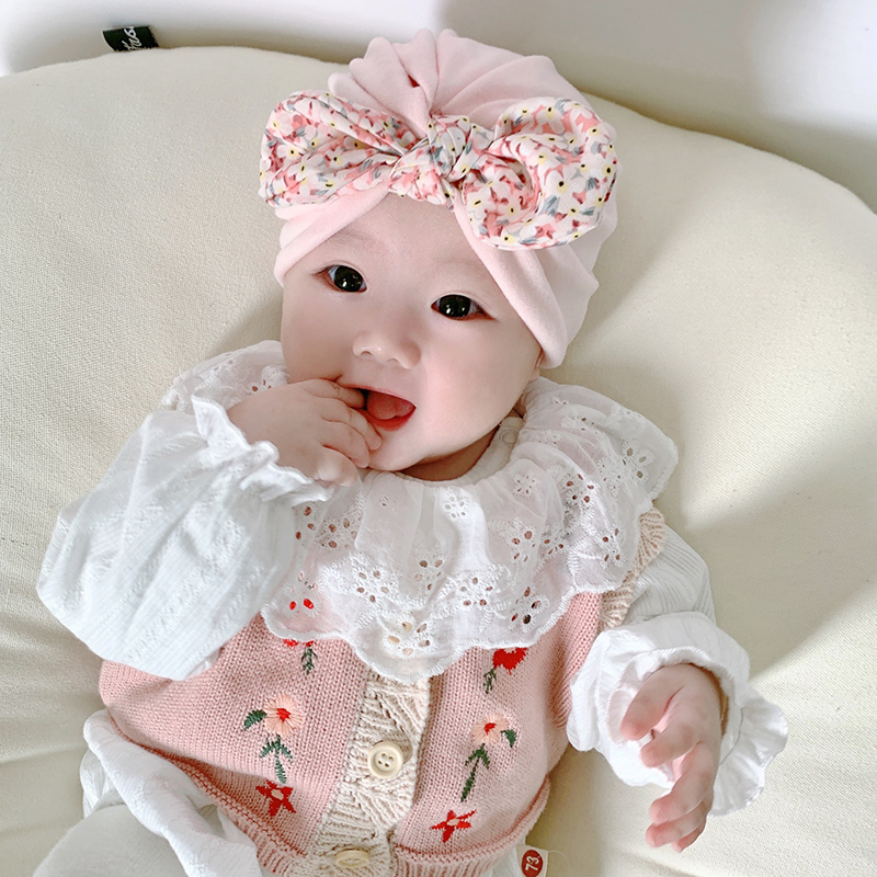 Hat girls spring and autumn baby new 3 June baby hat 12 cute spring Indian cap thin