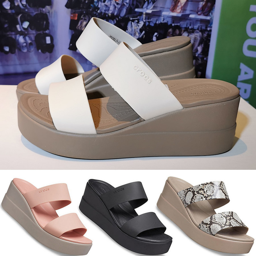 CR0CS Women Shoes High Heels Brooklyn Comfort Light Casual Lady Thick Base Slopes Heel Cool Slippers) 206219-Taobao