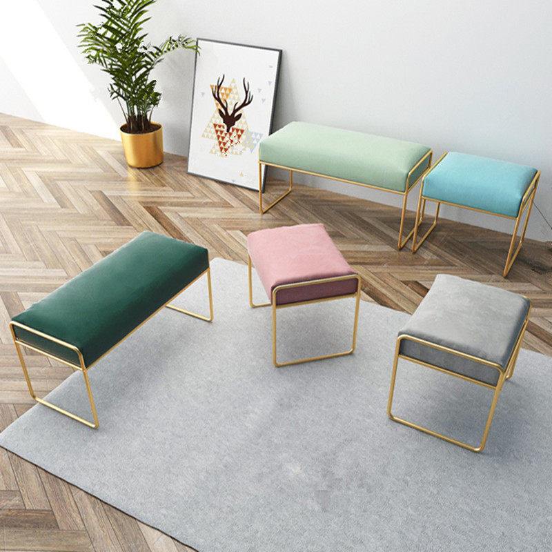 Change shoe stool home door trial shoe stool makeup chair soft bag low stool simple bed end stool light luxury bench AFL