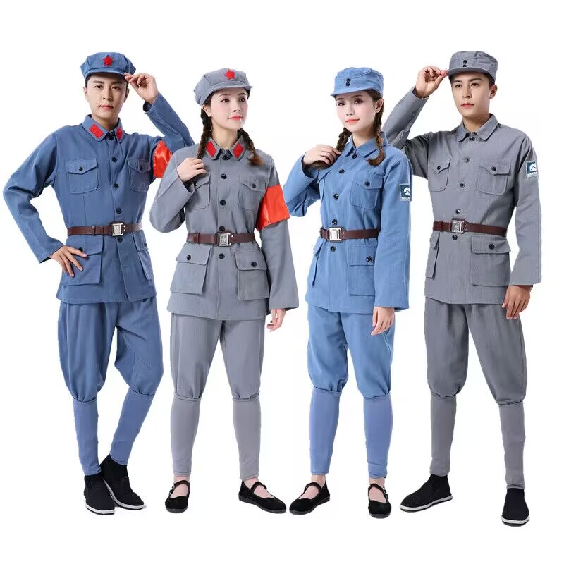 Adult Red Army Performance Costumes Cotton and Linen Eighth Route Army Anti-Japanese War Uniforms New Fourth Army Dance Clothes Men's and Women's Chorus Suits