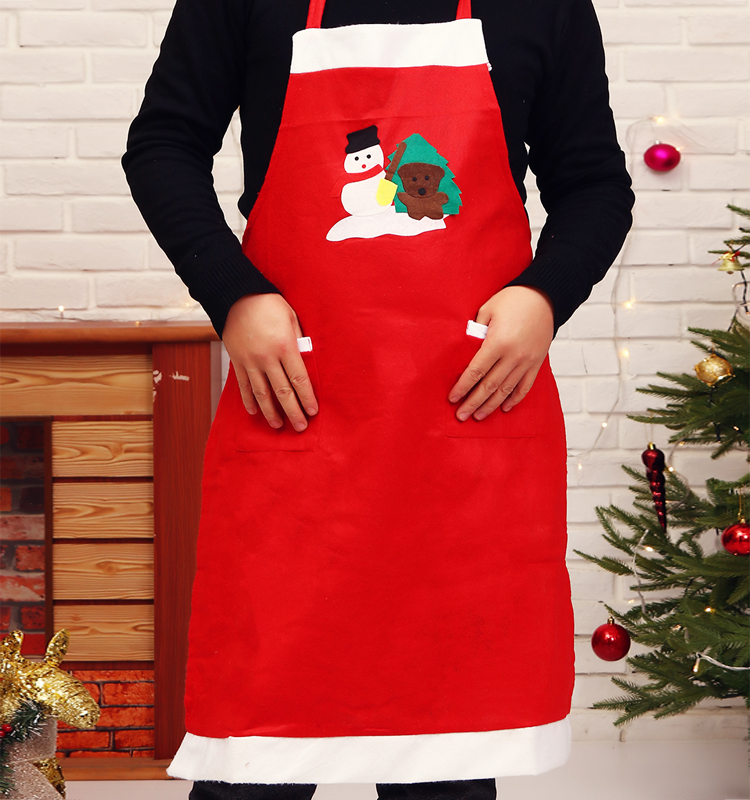 Christmas fabric apron festival scene decoration dining room hotel waiter dress up props clothing festive red