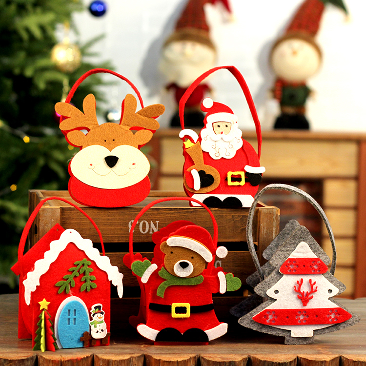 Christmas decorations felt portable gift bag apple box kindergarten children creative small house shoes
