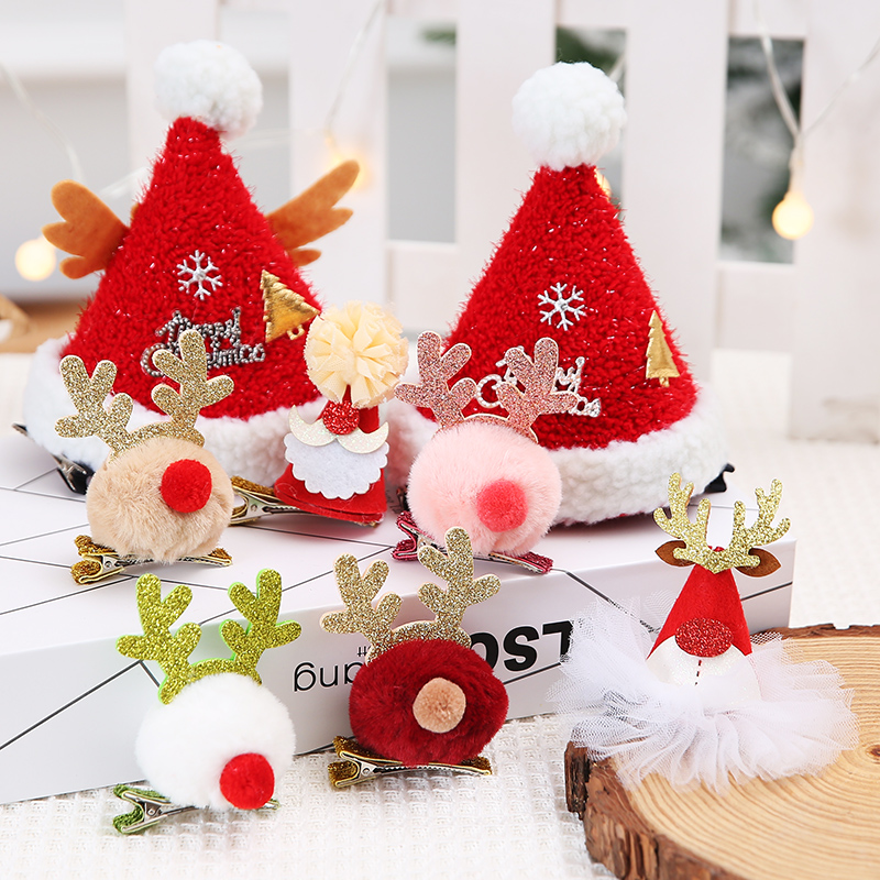 Christmas Hair Clip Adornment Adorable Deer Antlers Christmas Hat Hair Clip Accessories Kindergarten Students Dress Up Holiday Gifts