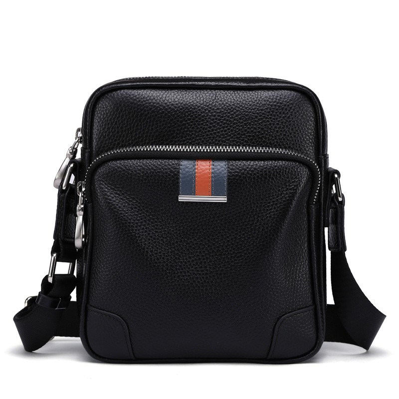 Men's leather business bag casual fashion Contrast color vertical cowhide bag large capacity Men's shoulder shoulder bag