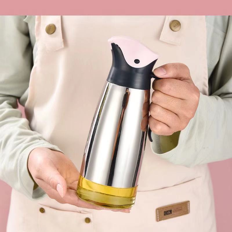 Glass oil pot automatic opening and closing of oil pouring oil anti-leaking kitchen stainless steel home not hanging oil vinegar oil bottle oil bottle