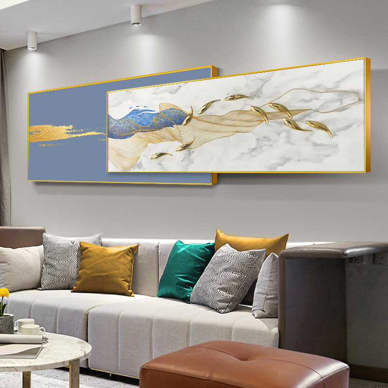 Light luxury living room decoration painting sofa background wall painting nine fish picture lucky oil painting new Chinese atmosphere high-end mural