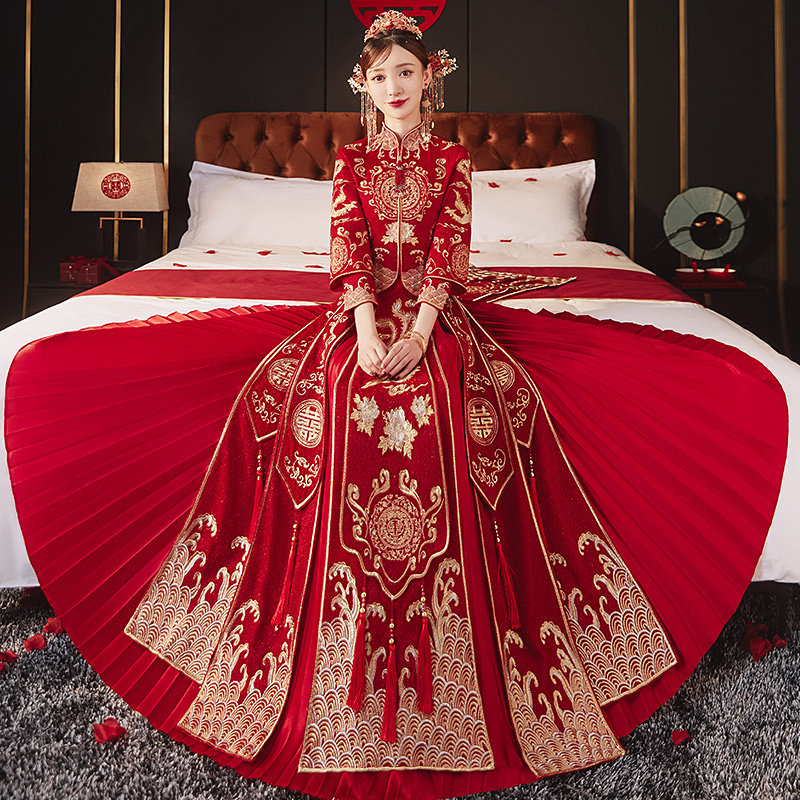 Show Grain Suit 2022 New Bridal Dragon Crested Wedding Gown Wedding Gown Chinese Wedding Dress Toast to the Summer Skinny Show Wo n't