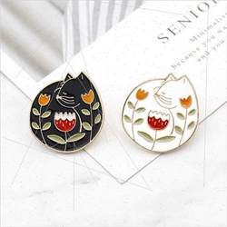 ກາຕູນສ້າງສັນໃຫມ່ meow star lily brooch ສີດໍາ whe yin yan