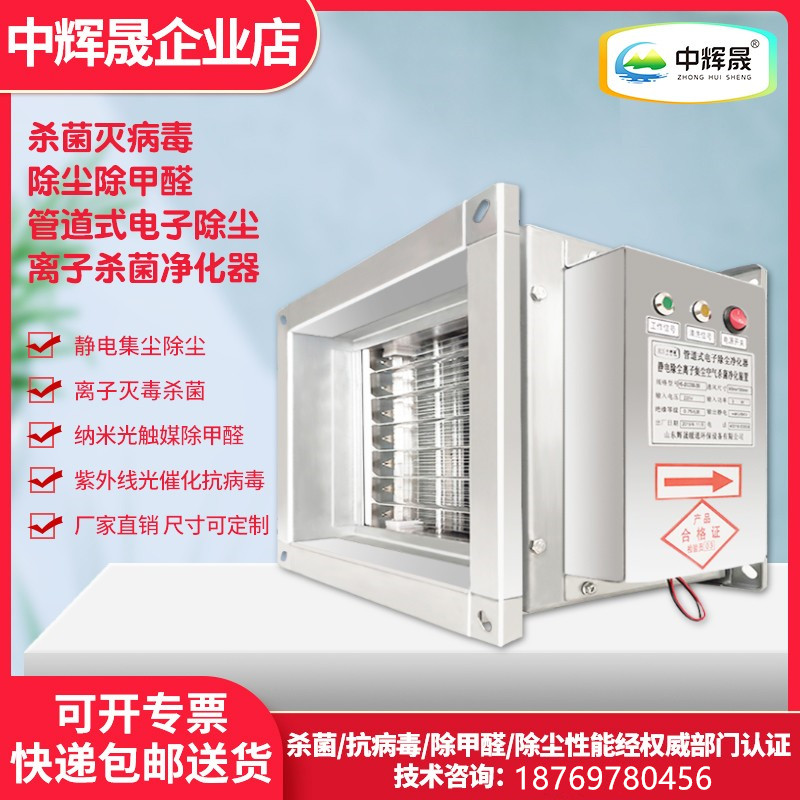 Pipe return air outlet type electronic electrostatic dust collection ion sterilization purifier standing electrode PM2 5 purification device