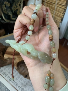 Xiu Jade Yellow and White Old Jade Ganoderma Lucidum Ruyi Jade Pendant Necklace, Old Jade with Delicate Sugar-Like Texture, Hand-Carved, Original Design
