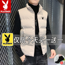 Flower Playboy Down Cotton Mwaistcoat Male Damp Casual Vest Without Cuff shoulder Shoulder Vertical Collar Autumn Winter Thickened warm waistcoat