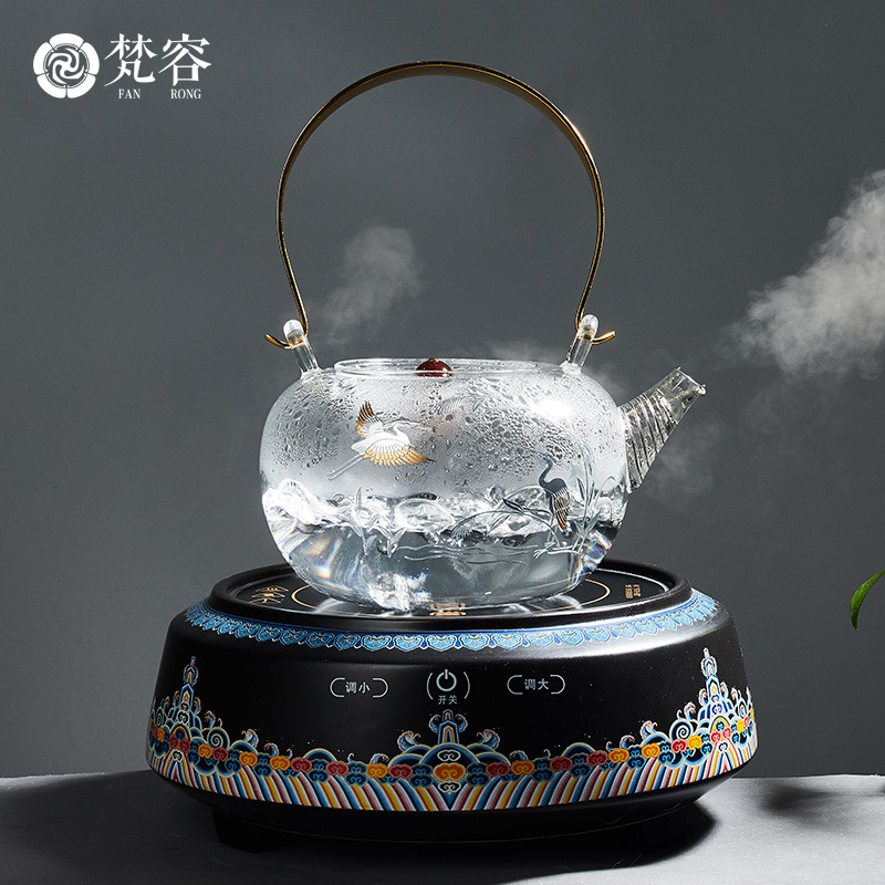 Vatican burn it let the gold and silver glass electric kettle TaoLu household palace Japanese cooking pot tea, tea set