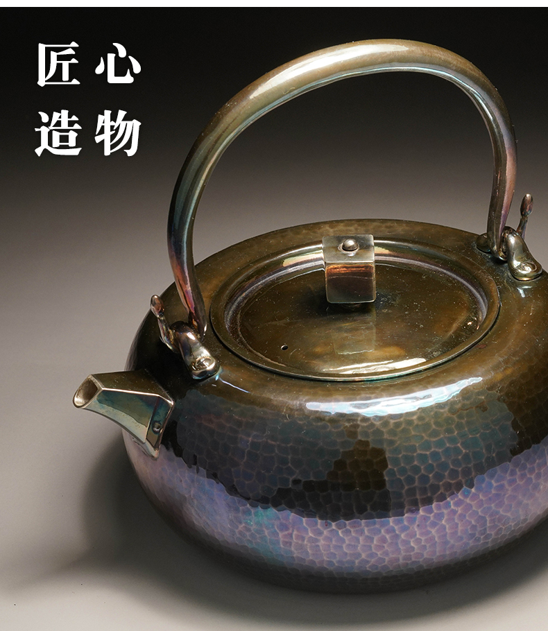 Brahman RongYin is pure silver do old teapot silver pot of Japanese hammer eye grain tea kettle large single pot of tea