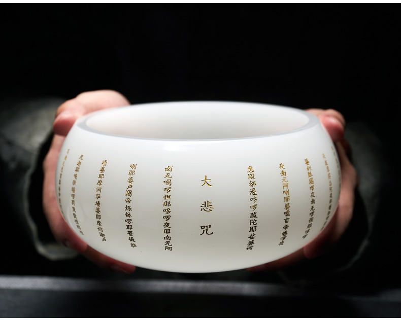 Vatican RongYu porcelain tea bowl washing waste dross barrels of water jar heart sutra mantra of great compassion to build water white porcelain glass tea set accessories