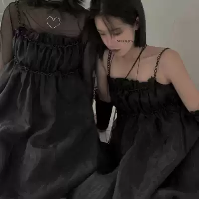 NoLolita air pupae middot Black Iron Bow organza dress