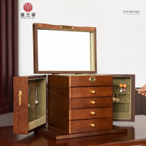 Solid wood jewelry box Wooden earring earring storage box Jewelry storage box Large capacity necklace Hair jewelry jewelry box