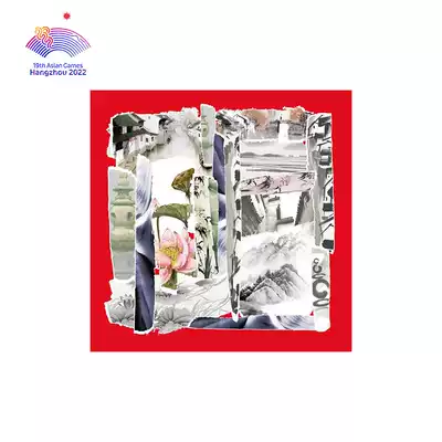 Ancient rhyme Hangzhou double-sided printing 100%mulberry silk silk women's large towel Hangzhou Asian Games