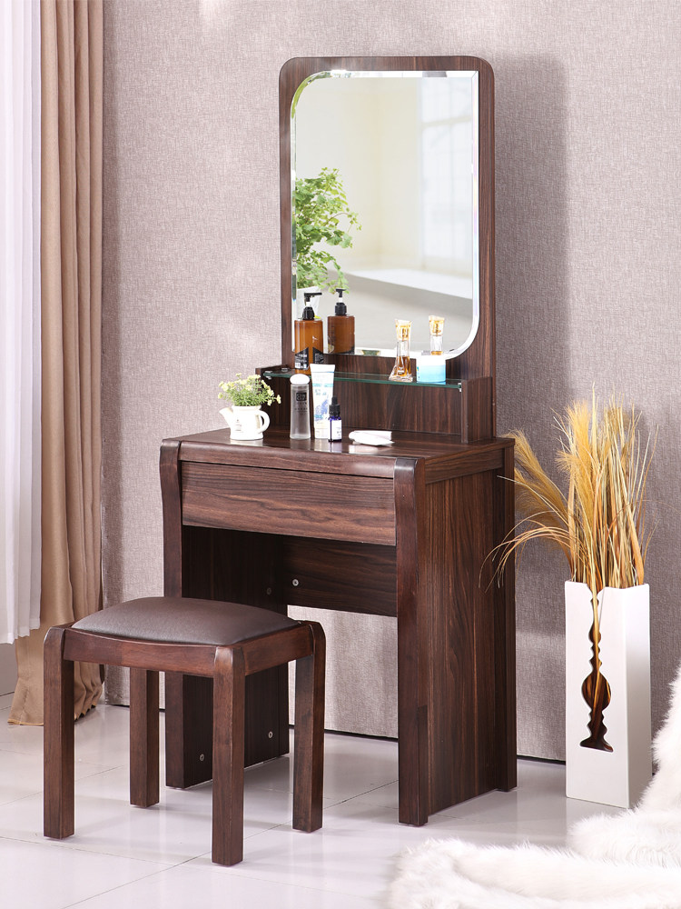 New Chinese style solid wood dressing table bedroom small fan 55 65 modern minimalist black walnut small apartment storage cabinet one
