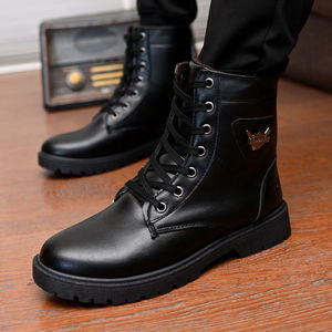 秋冬季加绒保暖工装马丁靴沙漠中帮皮靴男鞋