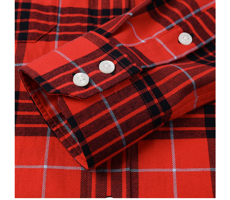 Leo Messi Men's Red Plaid Casual Long-sleeved Shirt