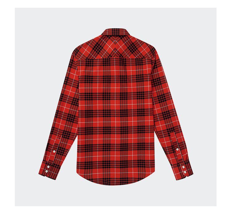 Leo Messi Men's Red Plaid Casual Long-sleeved Shirt