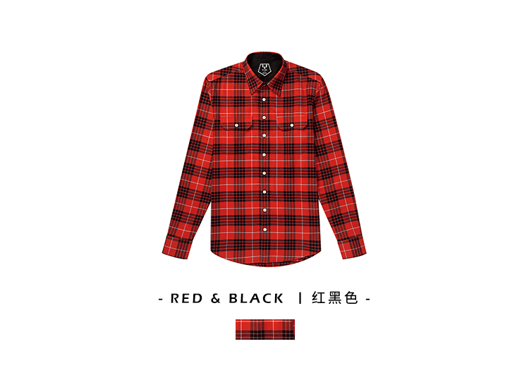 Leo Messi Men's Red Plaid Casual Long-sleeved Shirt