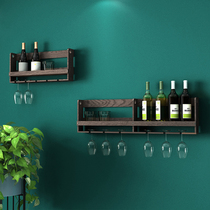 Black walnut solid wood wall-mounted wine rack Wall shelf hanging goblet rack upside down rack Household wall-mounted wine rack