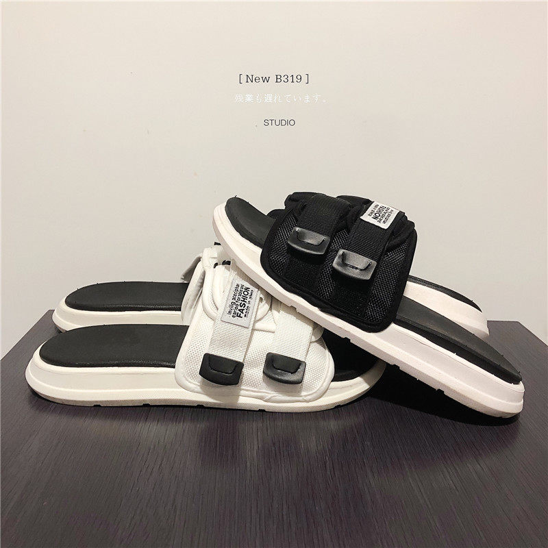 Slippers Male Aj Official Net Flagship Officer Summer Word Slippers Lovers Korean version of beach sandals sandals for the summer