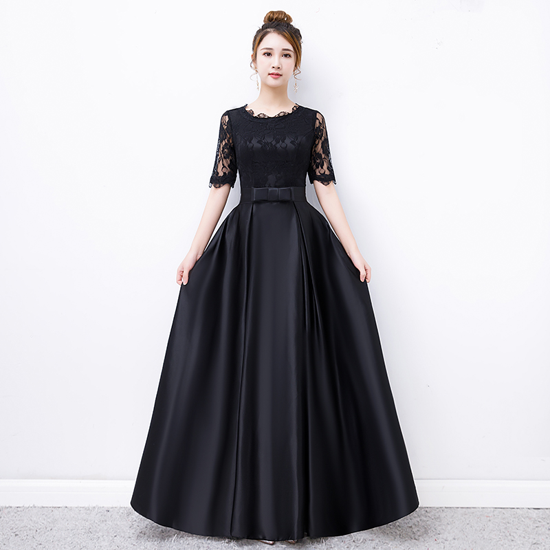 大規模な合唱団のパフォーマンス衣装、女性の歌唱と朗読の舞台司会者のパフォーマンス衣装、黒の指揮者ソロイブニングドレス