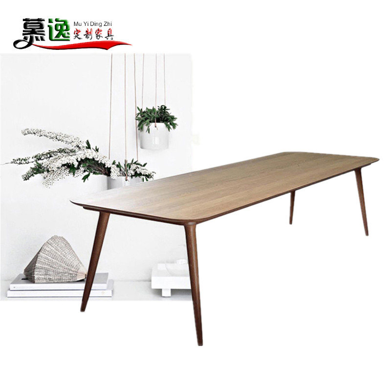 Nordic Solid Wood Talks Conference Table Minimalist Modern Training Work Desk Office Long Table Log Strip Table