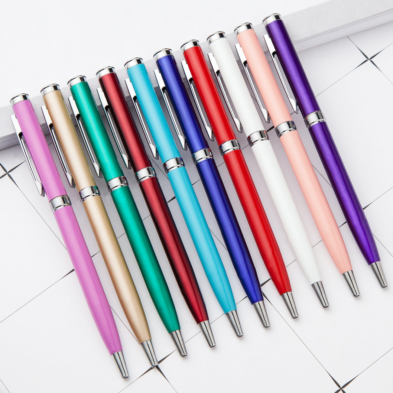 Business Simple Multi-ferrous Metal Shell Rotary Ball Pen Students Write Office Wholesale Logo
