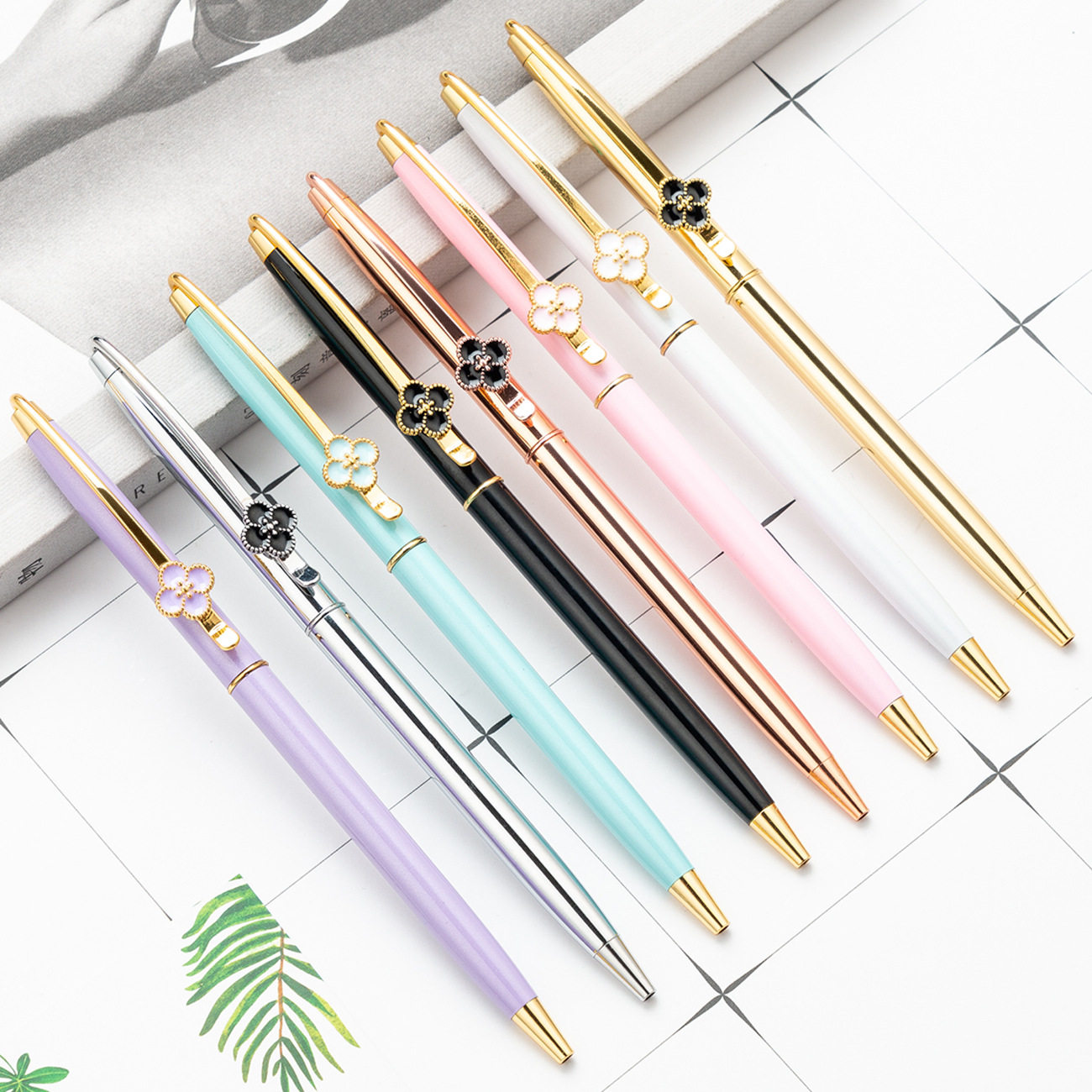 Female student cute creative rotating metal ballpoint pen sweet candy color high-end gift small fresh business oil pen