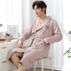 Cặp đôi pyjama của phụ nữ cotton dài tay mùa xuân và mùa thu của nam giới áo choàng tắm của phụ nữ dài cộng với kích thước áo choàng tắm vài bộ đồ ngủ mùa hè mỏng - Night Robe