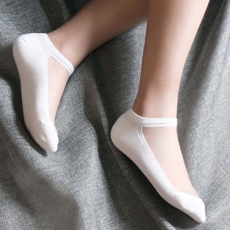 2020 Japan-ROK Summer Crystal Glass Silk Sox ultra-thin breathable Invisible Ship Sox Short-cylinder Women socks cotton bottom Shallow Mouth Socks