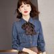 European station 2022 autumn streamer denim shirt women's loose thin long-sleeved shirt top European goods Western style small shirt