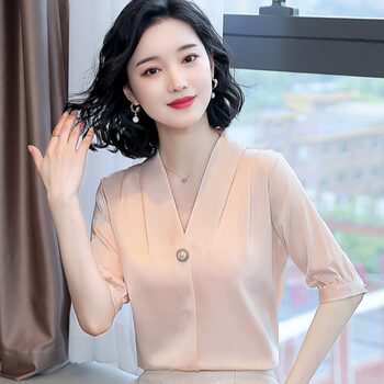 Short-sleeved bottoming chiffon shirt ladies spring 2022 new spring fashion foreign temperament top shirt summer