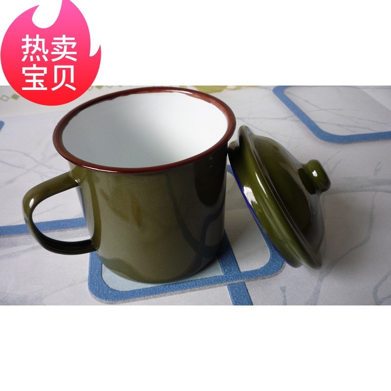 Big ChaGangZi old forces army green tea urn enamel koubei enamel cup army green cups