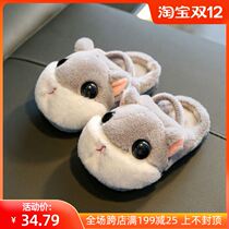 Baby slippers girls winter children cotton slippers baby 1 and a half boy shoes autumn shoes and winter shoes fur animals cute
