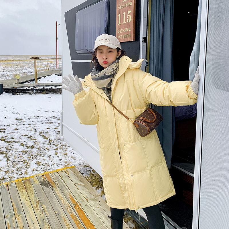 Duck down Jacket for Women, Mid-Length, 2025 Winter New Style, Loose Fit, Over-The-Knee, Thickened, Petite Size, White Duck down Coat